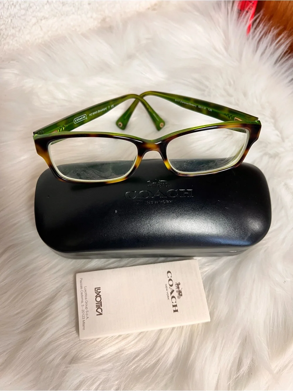 Coach prescription Tortoiseshell Frame with Green Temples Eyeglasses